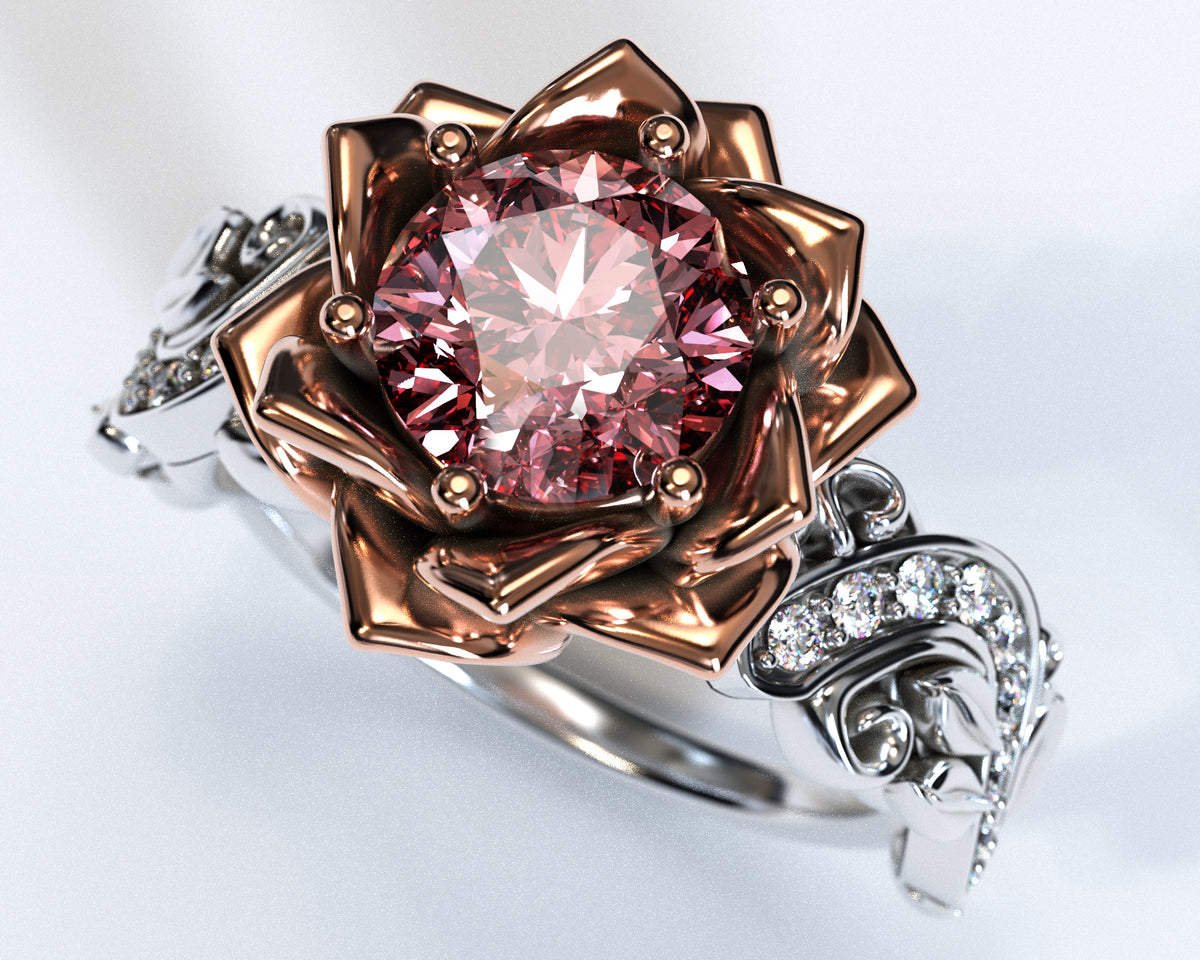 Lotus Flower Morganite Engagement Ring