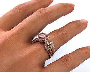 Flower Halo Morganite Engagement Ring