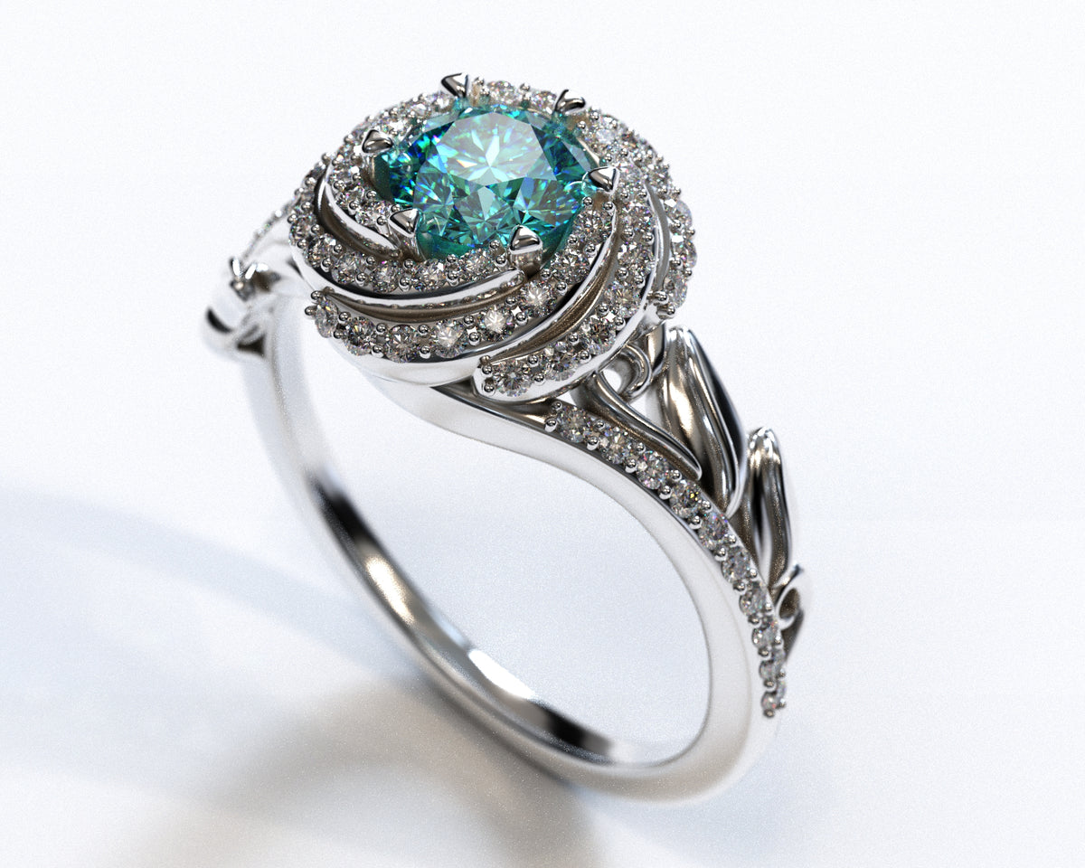 Aquamarine Floral Engagement Ring