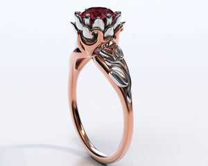 Floral Ruby Engagement Ring