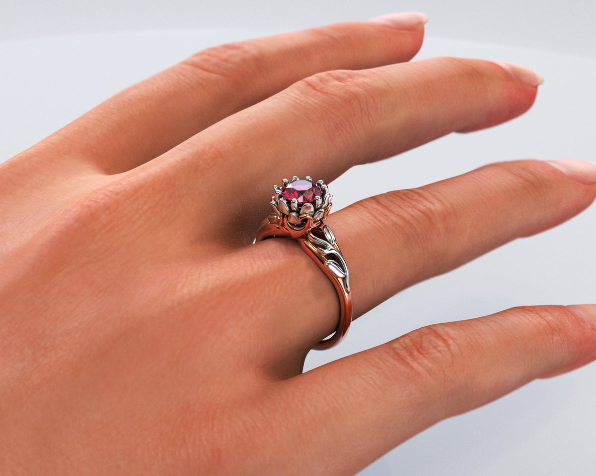 Floral Ruby Engagement Ring