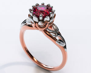 Floral Ruby Engagement Ring