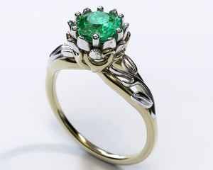 Nature Inspired Emerald Engagement Ring