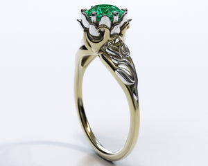 Nature Inspired Emerald Engagement Ring