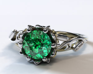 Nature Inspired Emerald Engagement Ring