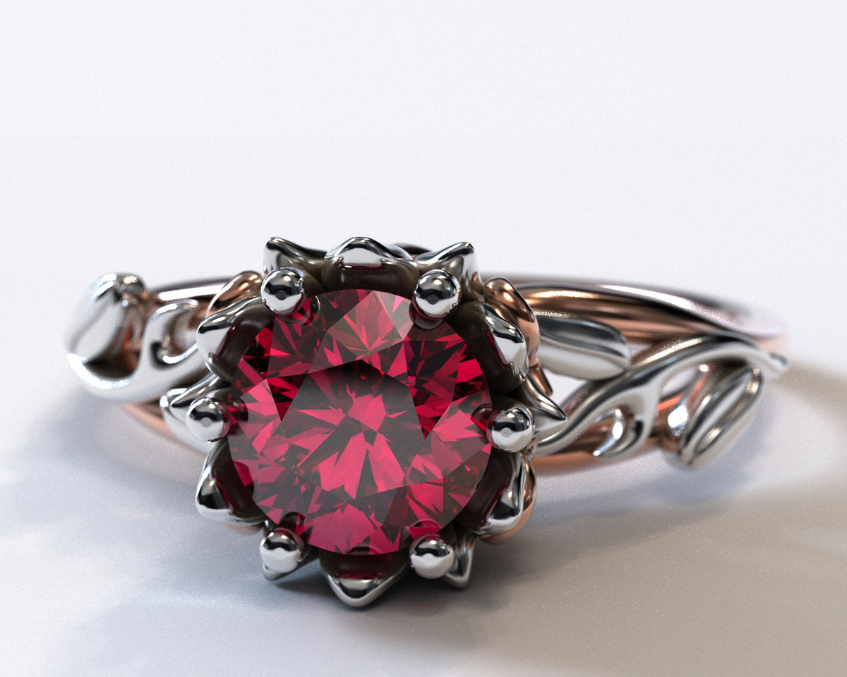 Floral Ruby Engagement Ring