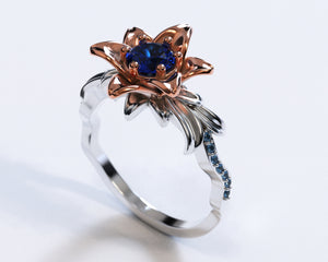 Lily Flower Sapphire Engagement Ring