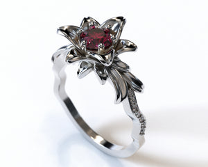 Ruby Flower Engagement Ring