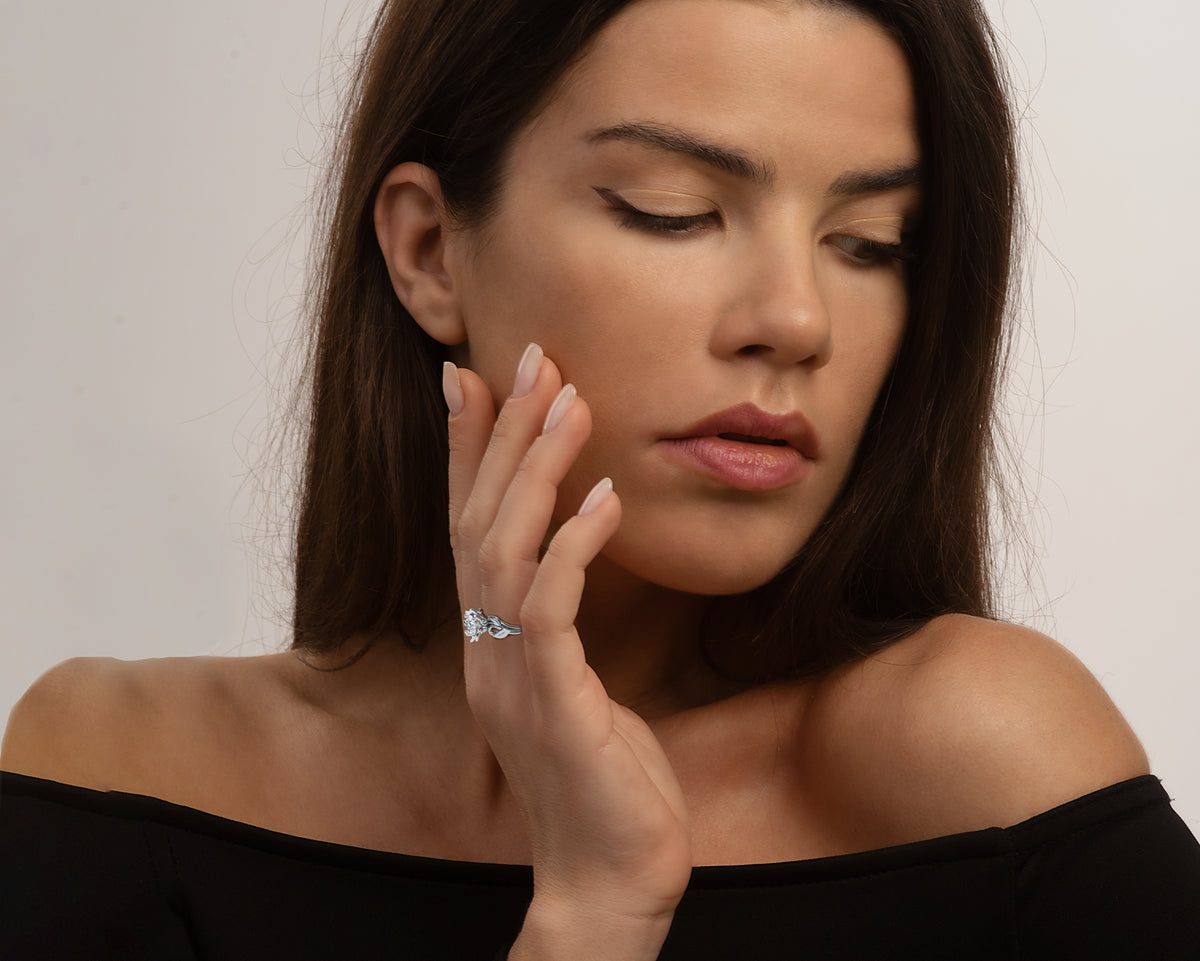 Moissanite Floral Engagement Ring