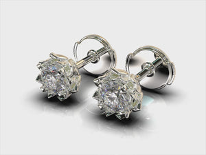 Diamond Stud Earrings - Lotus Earrings