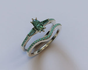 Emerald Marquise Cut Stacking Ring - Art Deco Style