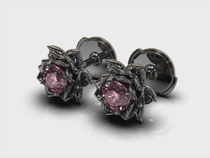 Pink Sapphire Earrings - Lotus Earrings