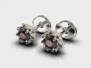 Ruby Stud Earrings - Lotus Earrings