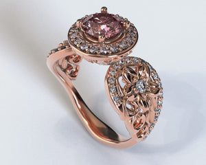 Flower Halo Morganite Engagement Ring