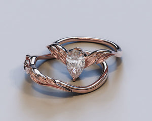 14K Rose Gold Engagement Ring With Diamond - Pear Cut