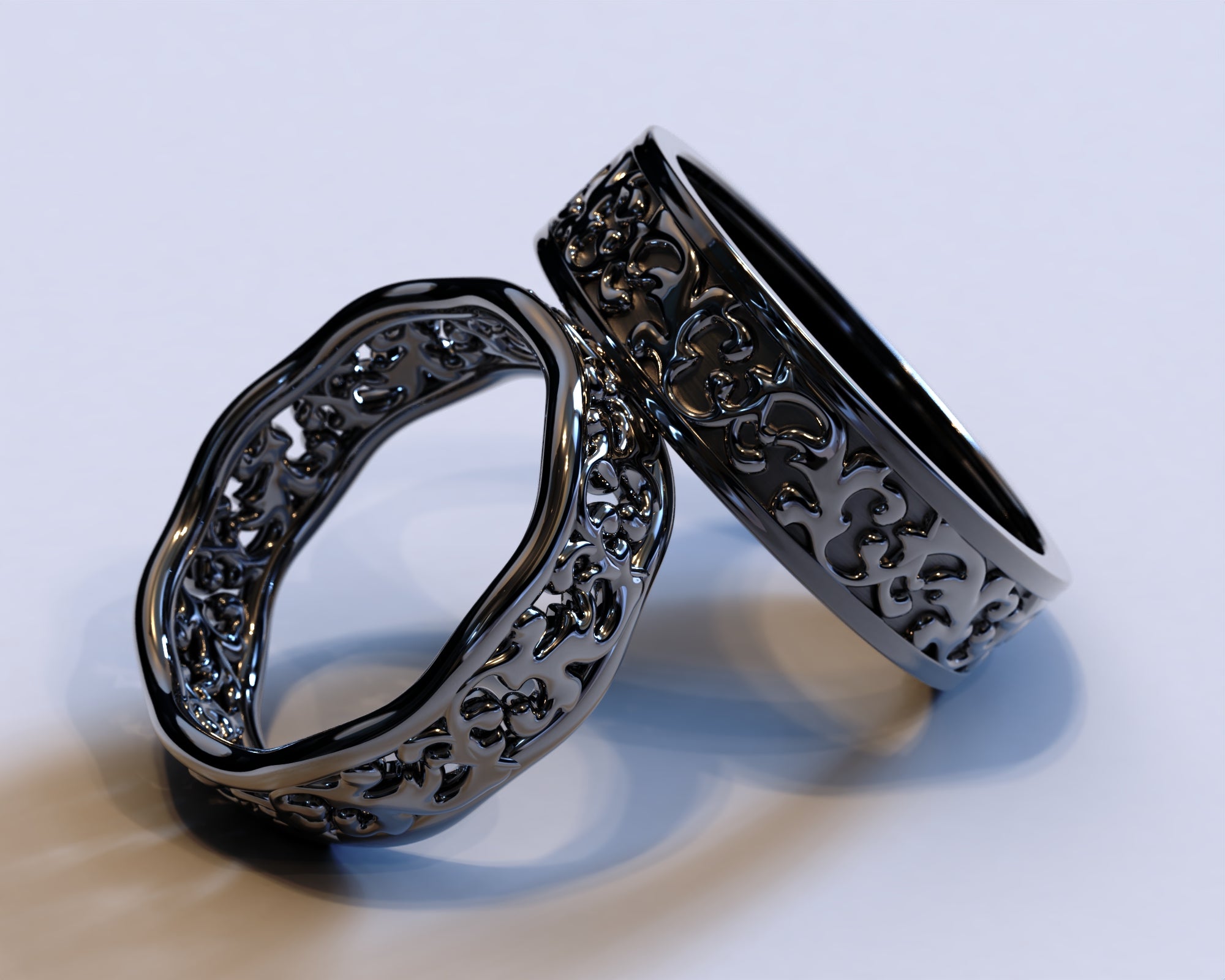 Black Gold Matching Wedding Bands His And Hers│Vidar Boutique