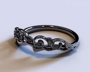Black Lotus Flower Wedding Ring