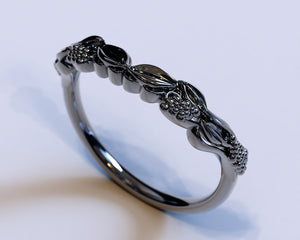 Unique Black Floral Wedding Ring