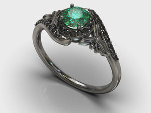 loral Black Gold Emerald Engagement Ring