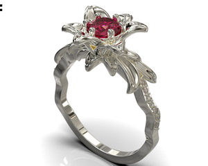 Ruby Flower Engagement Ring