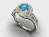 Blue Diamond Floral Engagement Ring