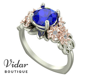 Flower Engagement Ring Sapphire