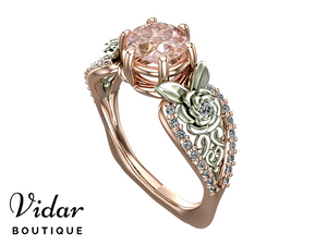 Unique Floral Morganite Engagement Ring