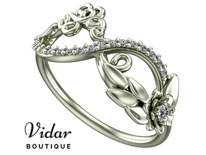 Unique Flower Infinity Diamond White Gold Wedding Ring For Women