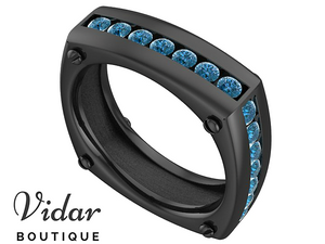 Unique Black Gold Blue Diamond Wedding Ring