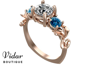 3 Stone Rose Gold Engagement Ring 