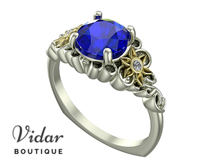 Flower Engagement Ring Sapphire 1.5 Carat