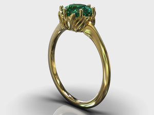 Unique Emerald Flower Engagement Ring