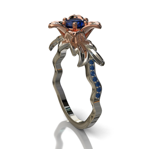 Lily Flower Sapphire Engagement Ring