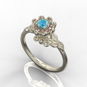 Lotus Flower Moonstone Engagement Ring
