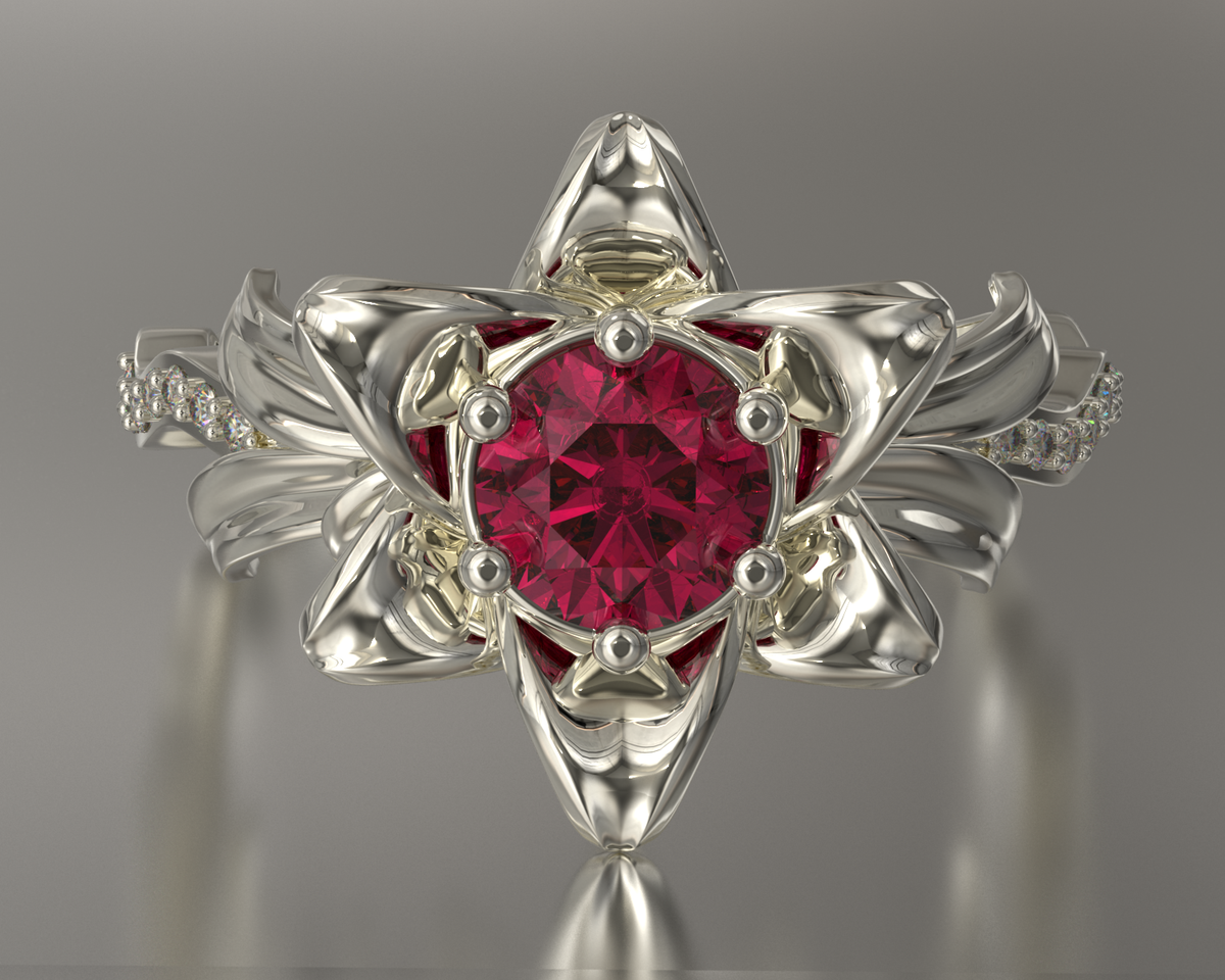 Ruby Flower Engagement Ring