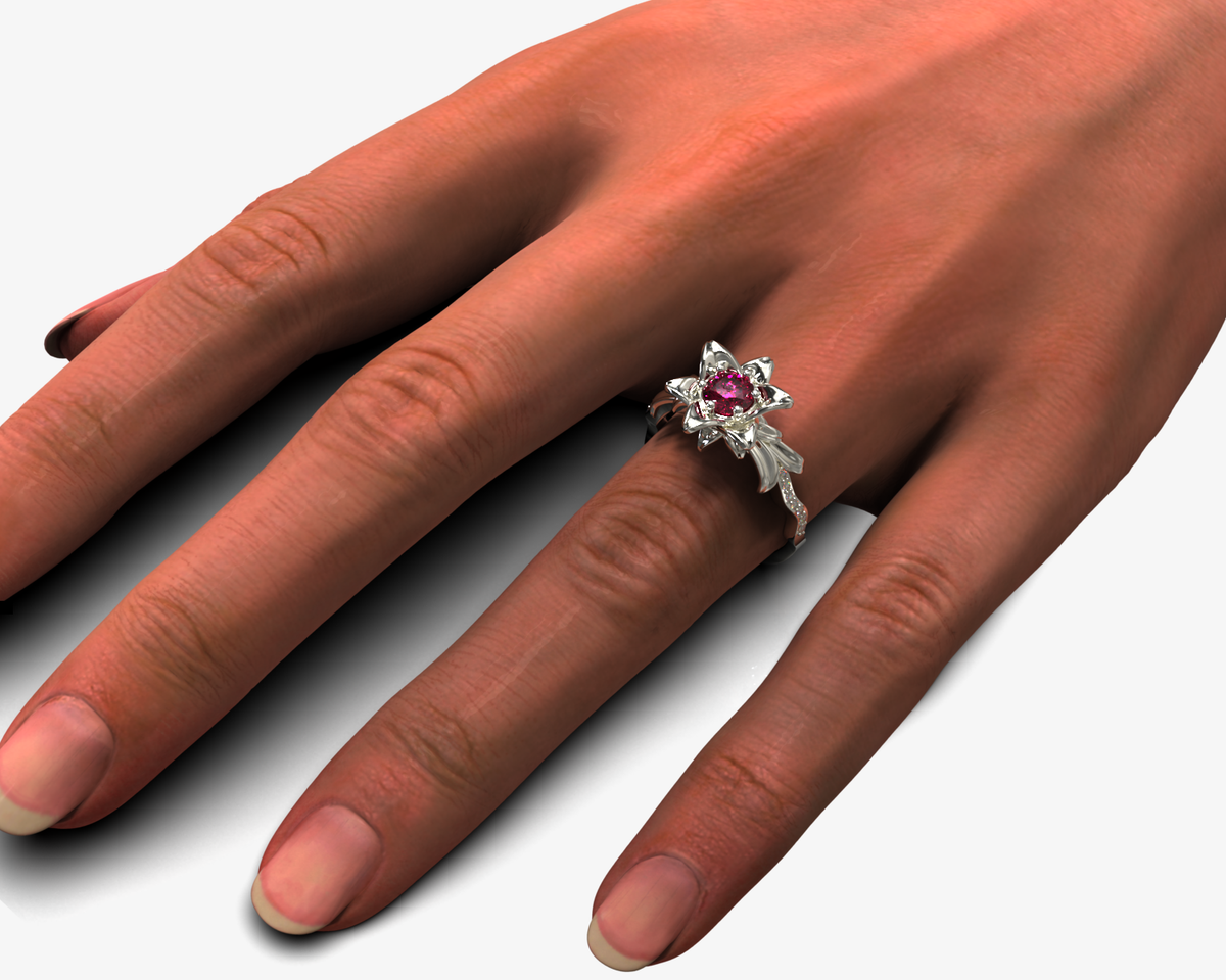 Ruby Flower Engagement Ring