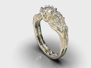 Exclusive Flower Moissanite Wedding Ring Set