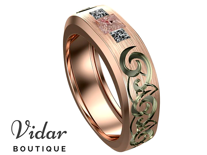 Unique Morganite Tribal Wedding Band For Men Vidar Boutique