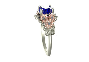 Unique Flower Engagement Ring Sapphire