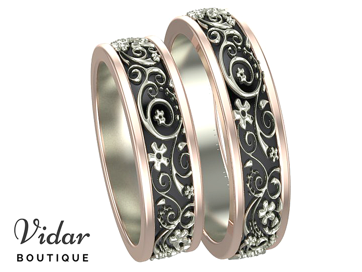 Unique Matching Wedding Bands - Vidar Boutique