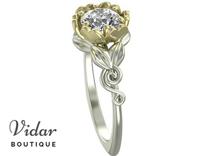 Lotus Flower Solitaire Engagement Ring