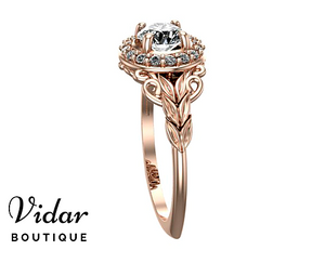 Flower Engagement Ring Rose Gold 