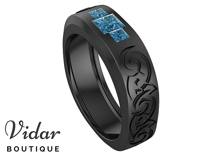 blue diamond wedding band