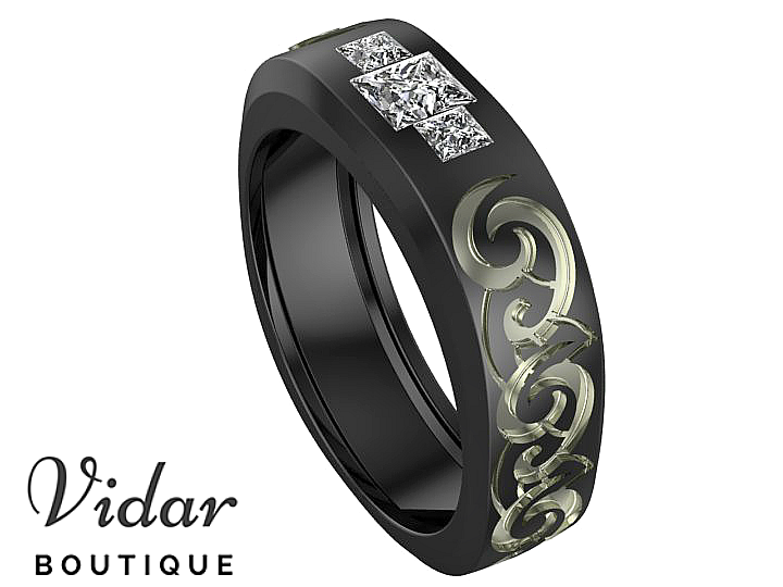 black gold wedding rings