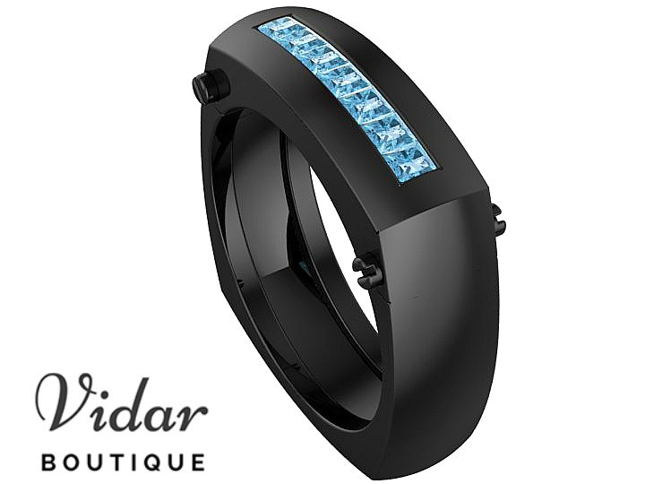 Mens aquamarine hot sale wedding band