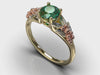 Three Tone Emerald Flower Engagement Ring
