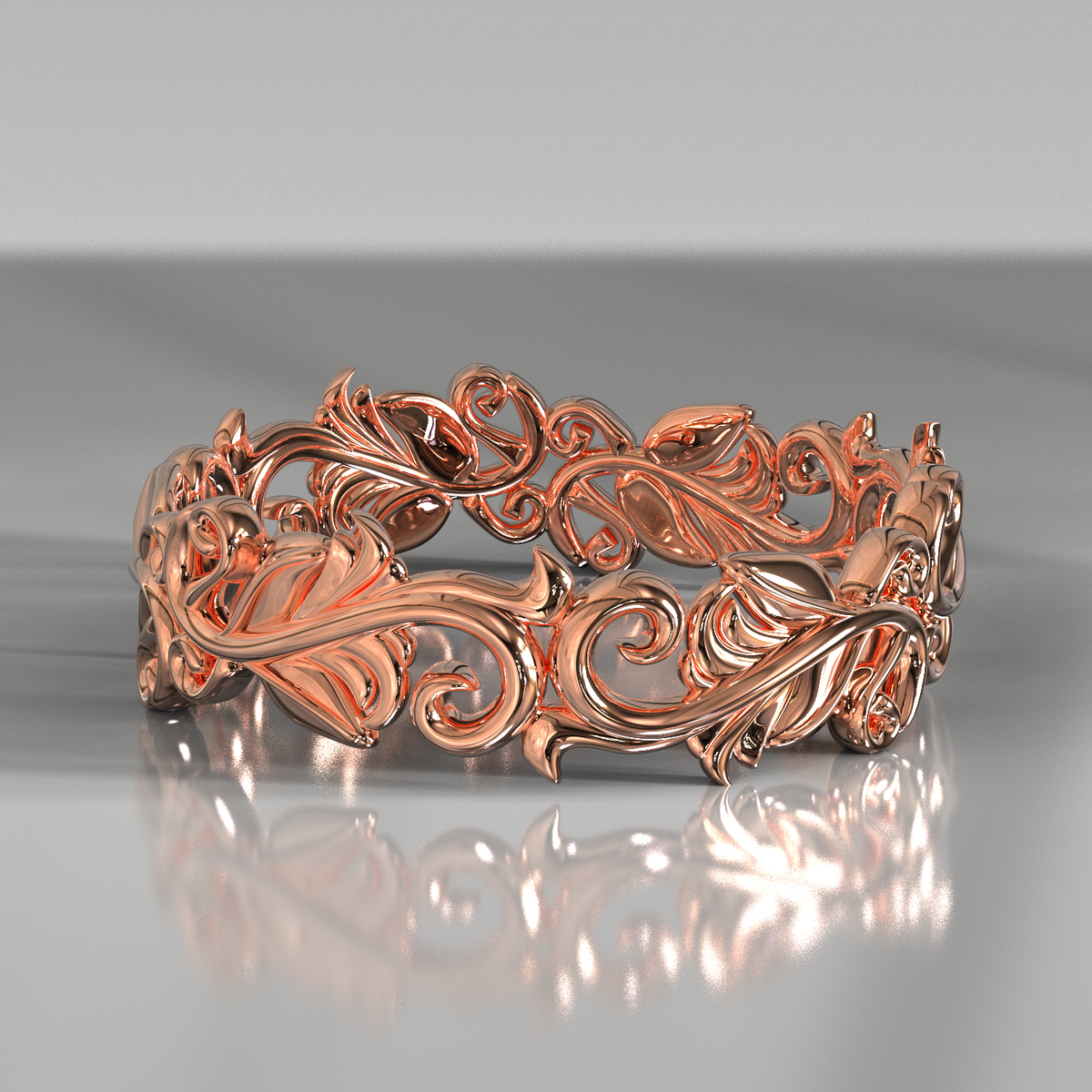 Rose Gold Leaf Wedding Band