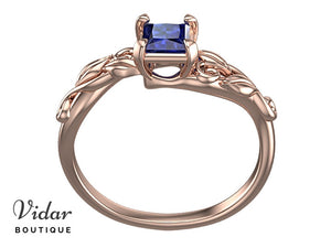 Unique Princess Cut Sapphire Engagement Ring