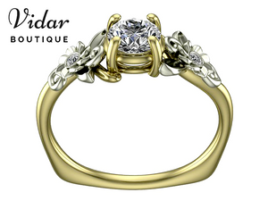 Flower Two Tone Engagement Ring