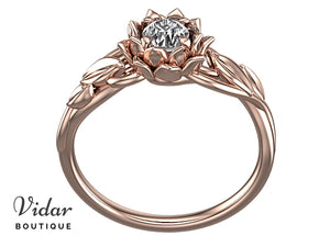 Lotus Flower Moissanite Engagement Ring